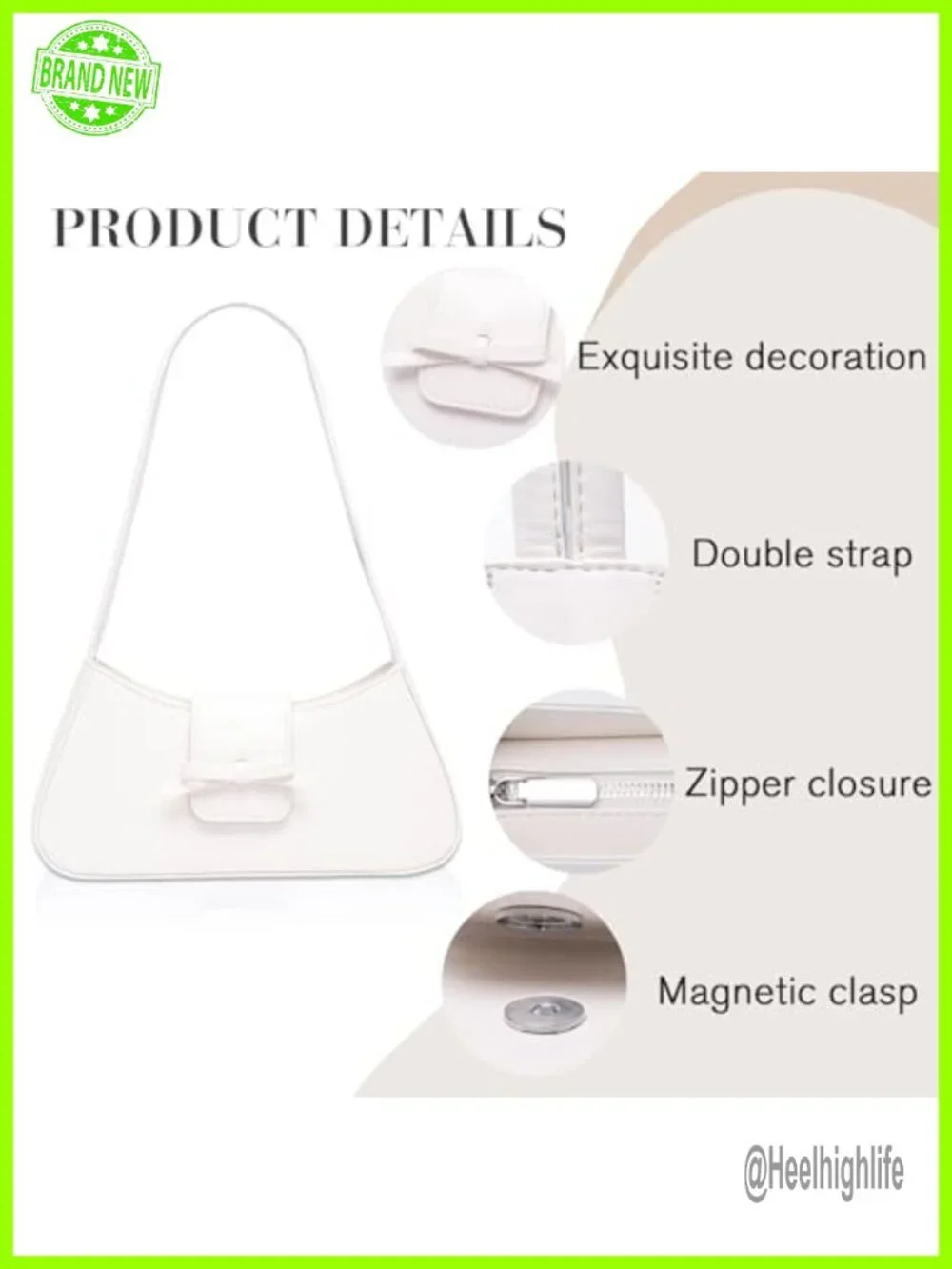 Faux Leather Hobo Shoulder Bag with Bow Accent, Magnetic Snap & Zipper Closure,